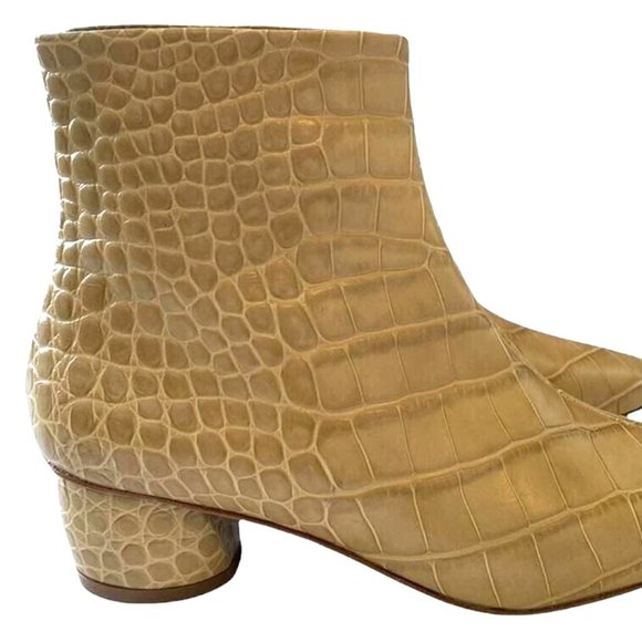 LoQ Matea Pepita Croc Bootie Light Beige Leather Women's Boots - New! - Picture 2 of 4